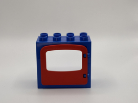 Kozijn blauw  met één raam / deur rood  2x4 Duplo