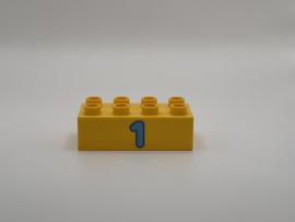 Cijfer 1 op blok geel Duplo