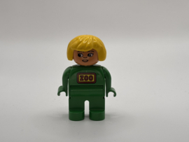 Vrouw ZOO groene kleding en geel haar Duplo