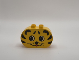 Ovaal blok met gezicht geel Duplo