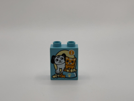 2 nops blok hoog azuurblauw honden en kattenvoer Duplo