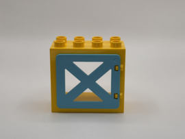 Kozijn geel met staldeur / hek azuurblauwe 2x4 Duplo