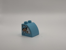 Poppetje creatieve auto’s op half rond blok azuurblauw Duplo