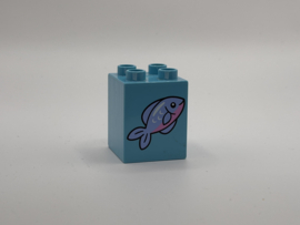 Vis op blok hoog medium azuurblauw Duplo