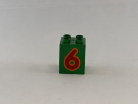 Blok 4 nops hoog groen getal 6 Duplo