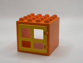 Kozijn oranje met deur / raam geel 4x4 Duplo