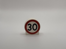 Blok rond 2 nops wit 30 verkeersbord  Duplo