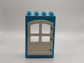 Kozijn azuurblauw met deur boog wit Duplo