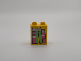 2 nops blok hoog geel boeken roze groen Duplo