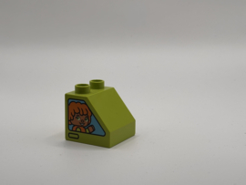 Poppetje creatieve auto’s op schuin blok  limoengroen Duplo