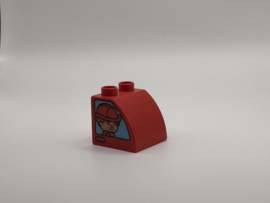 Poppetje creatieve auto’s op half rond blok rood Duplo