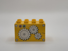 Tandwielen op blok hoog geel Duplo