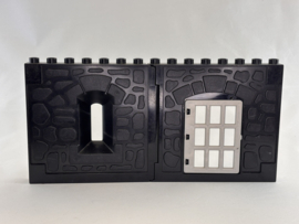 Kasteelmuur zwart 2-delig met grijze traliedeur Duplo