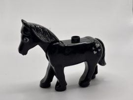 Paard zwart met zilver groot Duplo