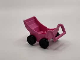 Kinderwagen/ buggy roze met zwarte wielen Duplo