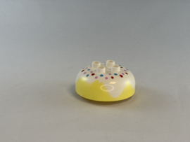 Bovenkant taart of ijs geel wit met sterren Duplo