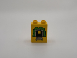 2 nops blok hoog geel tunnel trein Duplo