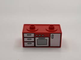 Fornuis rood met oven Duplo