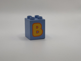 B op blok hoog medium blauw Duplo