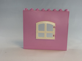 Muur roze met wit raam Duplo