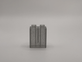 2 nops blok hoog doorzichtig wit glitter Duplo