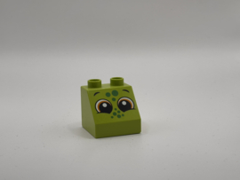 Krokodil hoofd op schuin blok limoengroen Duplo