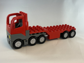 Vrachtwagen met aanhanger / trailer rood Duplo