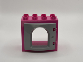 Kozijn donker roze met poort lichtgrijs 2x4 Duplo