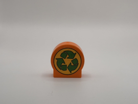 Blok rond 2 nops bord oranje recycling/ rotonde Duplo