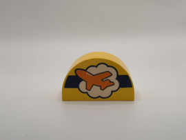 Halfrond blok vliegveld geel Duplo