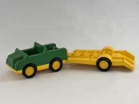 Auto met autotrailer groen geel Duplo