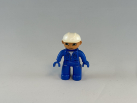 Bouwvakker witte helm, blauw overall Duplo