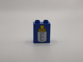 2 nops blok hoog blauw babyfles Duplo