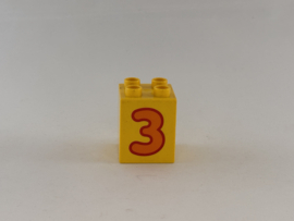 Blok 4 nops hoog geel getal 3 Duplo
