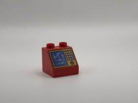 Computer op schuin blok rood Duplo
