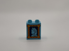 2 nops blok hoog azuurblauw met schilderij Duplo