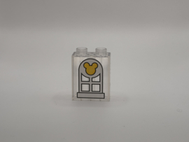 2 nops blok hoog doorzichtig met raam Mickey Duplo