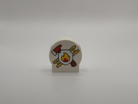 Blok rond 2 nops wit brandweer  Duplo