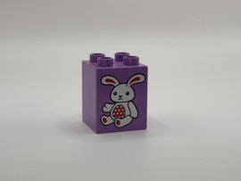 Konijn op blok hoog lavendel Duplo