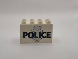 Police / politie op blok hoog wit Duplo