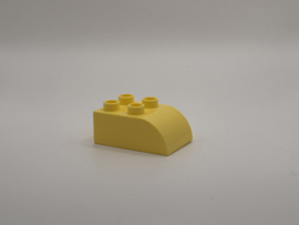 4 nops blok met afgeronde hoek helder lichtgeel Duplo