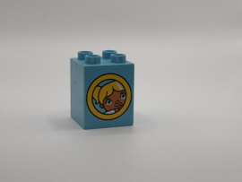 Astronaut op blok hoog medium azuurblauw Duplo