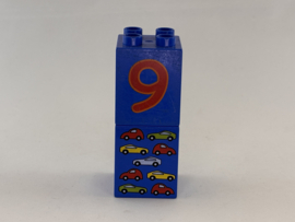 Blok 4 nops hoog blauw 9 en auto’s Duplo