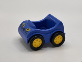 Raceauto met ogen blauw  met gele velg Duplo