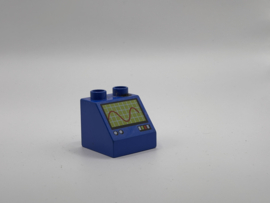 Grafiek op schuin blok blauw Duplo