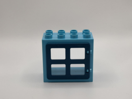 Kozijn azuurblauw met raam / deur blauw 2x4 Duplo