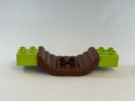 Hangbrug / loopbrug bruin met limoengroene  blokken  Duplo