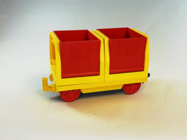 Wagon met twee kiepbakken geel en rood Duplo