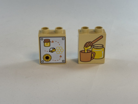 2 nops blok hoog zandkleurig honing  Duplo