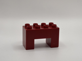 8 nops blok hoog met uitsparing aan de onderkant donkerrood Duplo